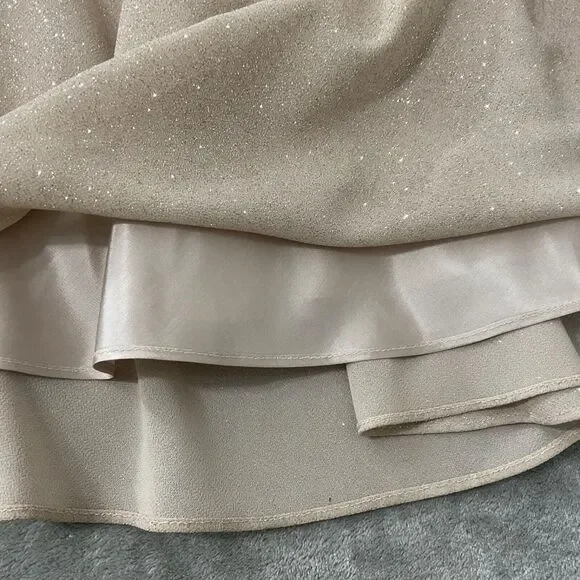 Vintage Betsy & Adam Evening Gown sz. 4 Formal Sheath Cowl Neck Tan Glitter USA - Picture 12 of 14